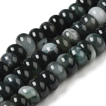 Natural Agate Beads Strands, Dyed & Heated, Rondelle, Dark Slate Gray, 8~8.5x4.5~5.5mm, Hole: 1.4mm, about 41pcs/strand, 7.40~7.48''(18.8~19cm)