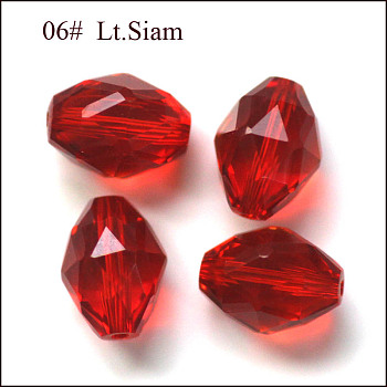 Imitation Austrian Crystal Beads, Grade AAA, Faceted, Oval, Red, 8x6mm, Hole: 0.7~0.9mm