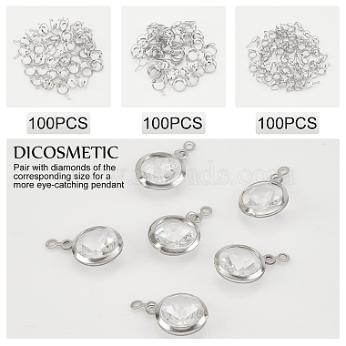 DICOSMETIC 300Pcs 3 Style 316 Surgical Stainless Steel Pendant Cabochon Settings(STAS-DC0005-81)-4