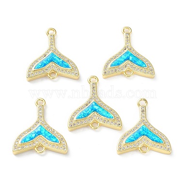 Real 18K Gold Plated Cyan Fish Brass+Cubic Zirconia Links