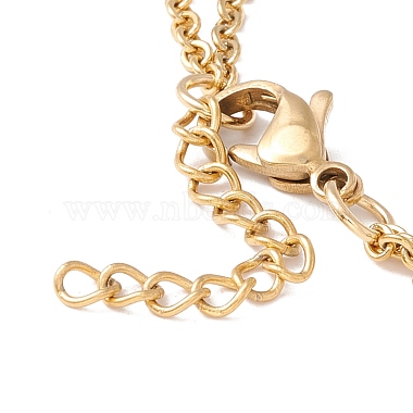 Bracelet à breloques cœur et mot d'amour en cristal strass avec 304 chaînes en acier inoxydable pour femme(STAS-P304-15G)-4
