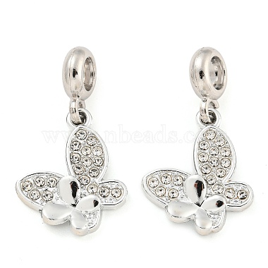 Butterfly Alloy+Rhinestone Dangle Charms