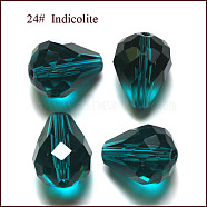 Imitation Austrian Crystal Beads, Grade AAA, Faceted, Drop, Dark Cyan, 10x12mm, Hole: 0.9~1.5mm(SWAR-F062-12x10mm-24)