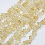 Natural Citrine Beads Strands, Chip, Yellow, Dyed & Heated, Yellow, 3~5x7~13x2~4mm, Hole: 0.4mm, 34.9 inch(X-G-F328-13)