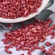 MIYUKI Half TILA Beads, Japanese Seed Beads, 2 Hole, (HTL408FR) Matte Opaque Red AB, 5x2.3x1.9mm, Hole: 0.8mm, about 250pcs/10g(X-SEED-J020-HTL408FR)