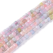 Natural Morganite Beads Strands, Faceted, Cube, 3.5~4x3.5~4x3.5~4mm, Hole: 0.6mm, about 97~104pcs/strand, 15.35 inch~15.55 inch(39~39.5cm)(G-L537-009A)