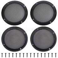 Plastic & Iron Mesh Speaker Grills Covers, Car Audio Horn Guard Protector, with Iron Screws, Flat Round, Electrophoresis Black, 185x7.5mm, Hole: 4.2mm(AJEW-WH0258-426)