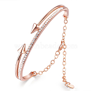 SHEGRACE Chic Real 18K Gold Plated Brass Bracelet, with Micro Pave AAA Cubic Zirconia Arch and Arrows, Rose Gold, 2-7/8 inch(73mm)(JB34A)