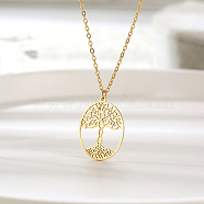 Elegant Stainless Steel Hollow Life Tree Pendant for Women's Daily Wear.(HY4553-1)