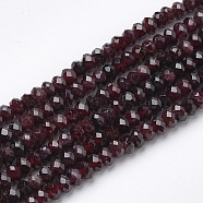 Natural Garnet Beads Strands, Faceted Rondelle, 4x2.5~3mm, Hole: 0.5mm, about 144pcs/strand, 15.7 inch(X-G-R362-05)