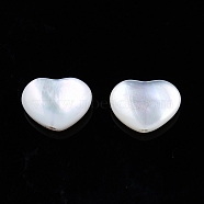 Natural White Shell Beads, Heart, 5.5x7.5x2.5mm, Hole: 0.8mm(SSHEL-N032-53)
