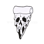 Alloy Enamel Brooches, Pizza with Skull, White, 33x18mm(SKUL-PW0002-118C)