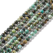 Natural African Turquoise(Jasper) Beads Strands, Faceted, Round, 4mm, Hole: 0.8mm, about 91~97pcs/strand, 15.35 inch(39cm)(G-F717-01)