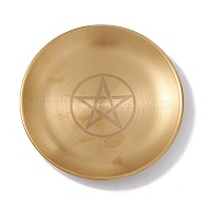 201 Stainless Steel Candle Holder, Tarot Theme Tealight Tray, Home Tabletop Centerpiece Decoration, Flat Round, Star Pattern, 14.1x1.1cm, Inner Diameter: 13.5cm(AJEW-C020-01B-G)