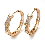 Brass Micro Pave Cubic Zirconia Hoop Earrings, Bamboo, Light Gold, 25x26.5x5mm(EJEW-M238-82KCG)