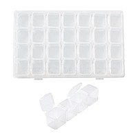 28 Grids Plastic Storage Containers, Adjustable Bead Case, for DIY Craft Nail Art Kits Jewelry Beads Display, Clear, 6-7/8x4-3/8 inch(17.5x11cm)