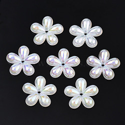 5-Petal Electroplate Acrylic Bead Caps, Flower, WhiteSmoke, 19x20x4mm, Hole: 1.5mm(PACR-T014-02)