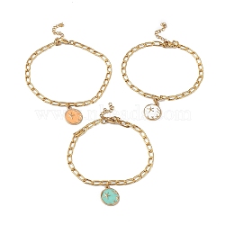 Enamel Starfish Charm Bracelet with Curb Chains, Golden 304 Stainless Steel Jewelry for Women, Mixed Color, 8-7/8 inch(22.4cm)(BJEW-G669-26G)