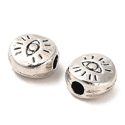 Tibetan Style Alloy Beads, Cadmium Free & Lead Free, Flat Round, Antique Silver, 6x3mm, Hole: 1.6mm(FIND-C043-002AS)