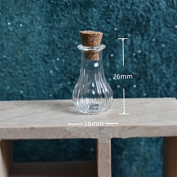 Glass Bottle, with Cork Plug, Wishing Bottle, Clear, 1.6x2.6cm(PW-WG41467-02)