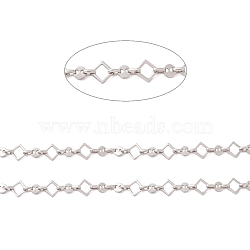 304 Stainless Steel Rhombus & Coffee Bean Link Chains, Unwelded, Stainless Steel Color, Rhombus: 13.5x13.5x1.5mm, Link: 7x7x1mm and 7x5x2mm(CHS-F017-03P)