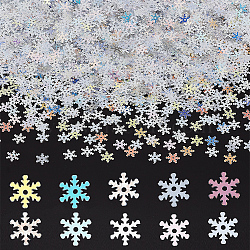 AHADEMAKER 10 Bags 10 Colors Snowflake Plastic Paillette/Sequins Beads, for DIY Crafts, Ornament Accessories, Mixed Color, 7x6.5x0.2mm, Hole: 1mm, about 1080pcs/bag, 1 bag/color(MRMJ-GA0001-16)