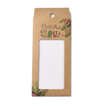 Paper Jewelry Display Cards, Jewelry Holder Card for Earrings, Necklaces Display, Rectangle with Clear Window, Word, 15.5x6.7x0.1cm, Hole: 8.5mm
