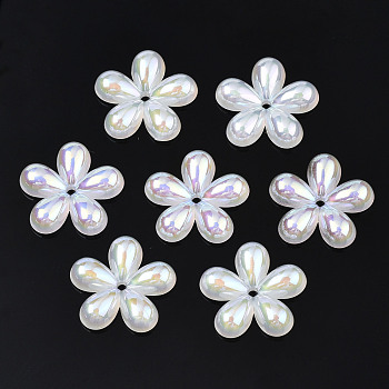 5-Petal Electroplate Acrylic Bead Caps, Flower, WhiteSmoke, 19x20x4mm, Hole: 1.5mm