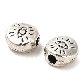 Tibetan Style Alloy Beads, Cadmium Free & Lead Free, Flat Round, Antique Silver, 6x3mm, Hole: 1.6mm