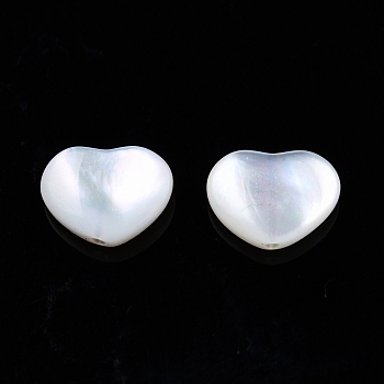 Natural White Shell Beads, Heart, 5.5x7.5x2.5mm, Hole: 0.8mm