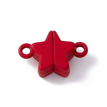 Star Alloy Magnetic Clasps, for Pendants Necklaces Making, Red, 11x16x6mm, Hole: 1.5mm