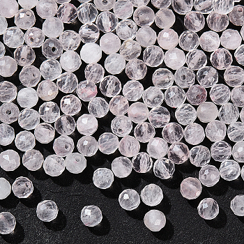 2 Strands Natural Rose Quartz Beads Strands, Faceted, Round, 3~3.5x2.5~3mm, Hole: 0.3mm, about 114~141pcs/strand, 15.1~16.4 inch(38.4~41.8cm)