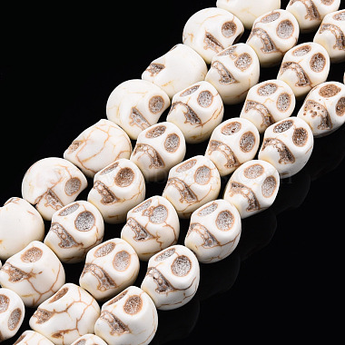 13mm White Skull Synthetic Turquoise Beads
