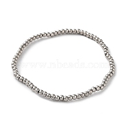 316 Surgical Stainless Steel Round Beaded Stretch Bracelets, Stainless Steel Color, Inner Diameter: 2 inch(5.2cm), Wide: 3mm(BJEW-M305-01A-P)