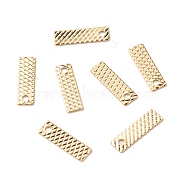 Brass Pendants, Long-Lasting Plated, Cadmium Free & Lead Free, Rectangle, Real 24K Gold Plated, 10x3x0.2mm, Hole: 1.2mm(KK-F831-023A-G-RS)