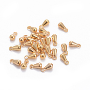 Brass Charms, Chain Extender Drop, Teardrop, Nickel Free, Real 18K Gold Plated, 6x3mm, Hole: 1mm(KK-K224-14)