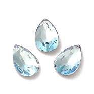 Glass Rhinestone Cabochons, Point Back & Back Plated, Faceted, Teardrop, Light Azore, 10x6.4x3mm(RGLA-P037-11B-D202)