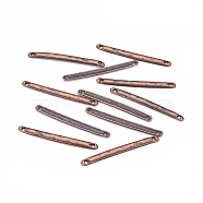 Tibetan Style Bar Links connectors, for Jewelry Design, Lead Free, Strip, Red Copper, 3x33x1mm, Hole: 1mm(X-TIBE-A14039-R-FF)