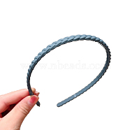 Resin Braided Thin Hair Bands, Plastic with Teeth Hair Accessories for Women, Steel Blue, 120mm(OHAR-PW0003-191G)