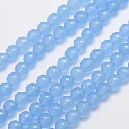Natural & Dyed Malaysia Jade Bead Strands, Round, Light Sky Blue, 8mm, Hole: 1.0mm, about 48pcs/strand, 15 inch(G-A146-8mm-A20)