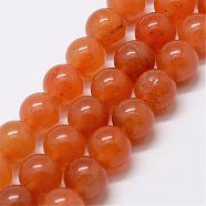 Natural Red Aventurine Bead Strands, Grade A, Round, 8mm, Hole: 1mm, about 48pcs/strand, 15 inch(G-P257-03-8mm)