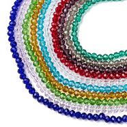 Glass Beads Strands, Faceted, Rondelle, Mixed Color, 4x3mm, Hole: 0.4mm, 145pcs/strand, 18.9 inch(48cm), 10 colors, 1strand/color(EGLA-X0007-01A-4mm)