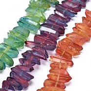 Natural Dyed Quartz Pointed Beads Strands, Two Tone Color, Bullet, Mixed Color, 16~35x3~9mm, Hole: 1mm, about 35~39pcs/strand, 7.4  inch~14.17 inch(19~19.5cm)(G-G791-14)