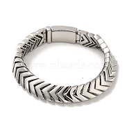 304 Stainless Steel Arrow Link Chain Bracelets for Women Men, Antique Silver, 9-1/4 inch(23.6cm)(BJEW-Q341-07AS)