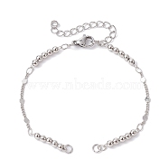 Brass Bead Link Chain Bracelet Making, with Lobster Claw Clasp, Fit for Connector Charms, Platinum, 6-1/2 inch(16.6cm)(AJEW-JB01150-54)