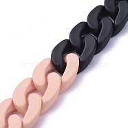 Handmade Opaque Spray Painted Acrylic Curb Chains, Cuban Link Chains, for Jewelry Making, PeachPuff, Link: 29.5x20.5x6mm, 39.37 inch(1m)/strand(AJEW-JB00620-01)