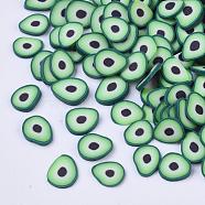 Handmade Polymer Clay Cabochons, Avocado, Light Green, 5~6x4~5x0.3~0.5mm, about 3333pcs/50g(X-CLAY-S091-050)