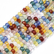 Transparent Glass Beads Strands, Faceted, Rondelle, Mixed Color, 2x1.5mm, Hole: 0.7mm, about 186~189pcs/strand, 11.97 inch~12.2 inch(30.4~31cm)(GLAA-N041-004)