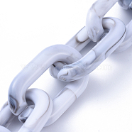 Handmade Acrylic Cable Chains, Oval, Imitation Gemstone Style, for Jewelry Making, WhiteSmoke, Link: 38x24x7mm, 39.37 inch(1m)/strand(AJEW-JB00590-02)