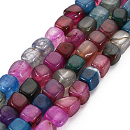 Natural Agate Beads Strands, Dyed & Heated, Cube, Old Rose, 5~8x4~8x4~6mm, Hole: 1.2mm, about 50pcs/strand, 14.76 inch(37.5cm)(G-N326-99I)